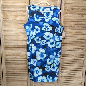 Calvin Klein Blue Floral Sleeveless Dress Size 18W NWT